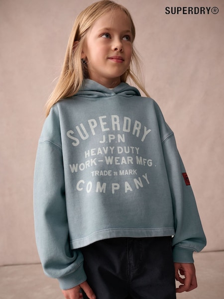 כחול  - Superdry Girls Printed Hoodie (Q65668) | ‏146‏₪ - ‏156‏₪