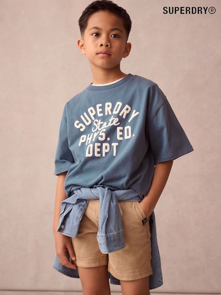 Superdry Blue Workwear Printed 100% Organic Cotton T-Shirt (Q65719) | €22 - €32