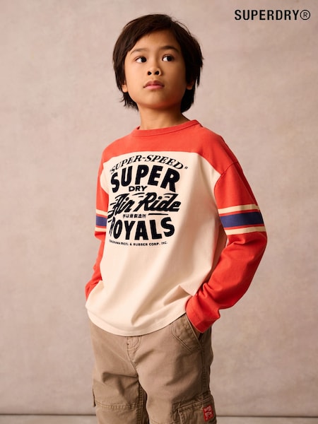 Superdry Orange Long Sleeve T-Shirt with Flock Print (Q65721) | €28 - €31