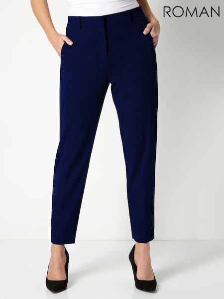Roman Navy Petite Short Straight Leg Stretch Trouser (Q65724) | $69