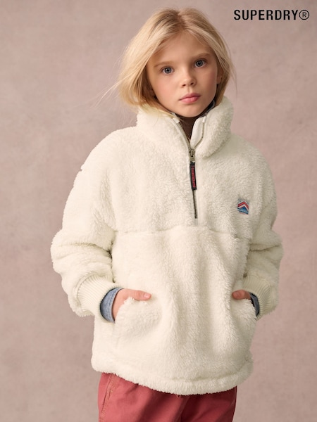 Superdry White 1/4 Zip Teddy Fleece (Q65773) | R$ 365 - R$ 385