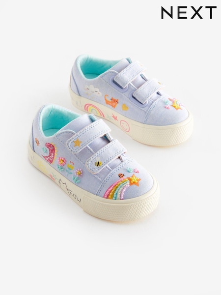 Blue Rainbow Wide Fit (G) Embellished Touch Fasten Strap Trainers (Q65792) | AED88 - AED109