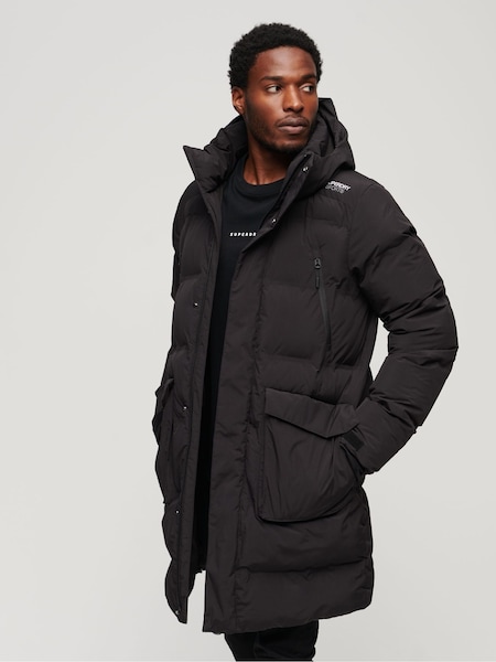Negru - Superdry Hooded Longline Paltoane căptușite Jachetă (Q65978) | 701 LEI