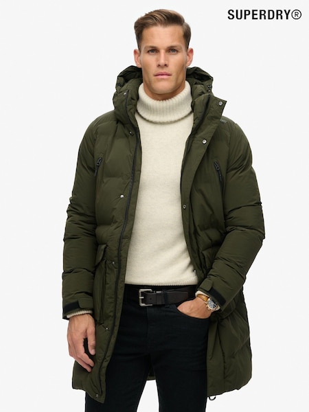 Verde - Superdry Hooded Longline Paltoane căptușite Jachetă (Q66007) | 701 LEI