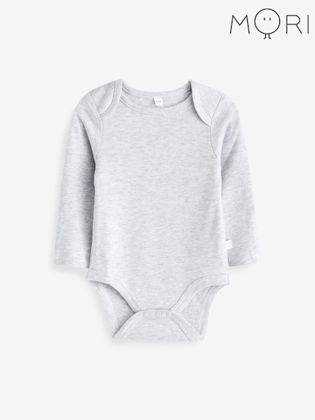 MORI Organic Cotton & Bamboo Long Sleeve Envelope Neckline Bodysuit (Q66035) | $36