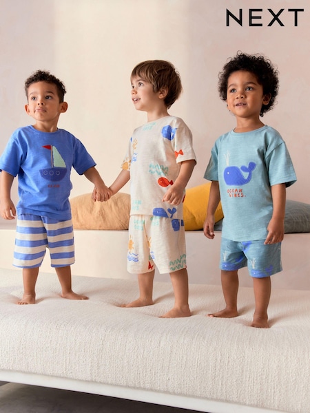 Moder/Cream/zelen kit - 100% Cotton Short Pyjamas 3 Pack (9mths-12yrs) (Q66057) | € 22 - € 31