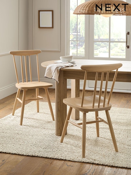 Set of 2 Light Natural Fin Wooden Dining Chairs (Q66064) | €220