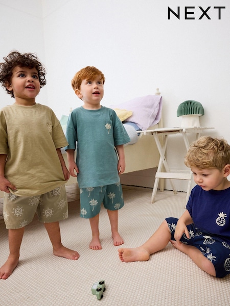 Zeleno-modra obleka s Pineapple palme - 100% Cotton Short Woven Bottoms Pyjamas 3 Pack (9mths-12yrs) (Q66071) | € 23 - € 32