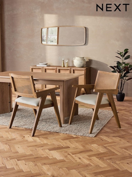 Contemporary Tweed Linen Natural Abel Arm Dining Chair (Q66093) | €245