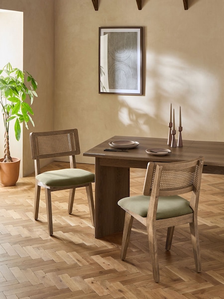 Set of 2 Soft Velvet Sage Green Abel Dark Wood Leg Dining Chairs (Q66094) | €365