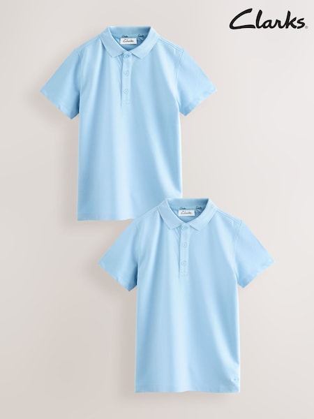 Blau - Clarks Boys Short Sleeve School Polo Shirts 2 Pack (Q66206) | 19 € - 30 €