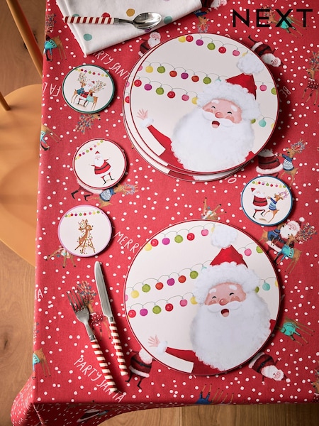 Set of 4 Fun Christmas Santa Placemats and Coasters (Q66219) | €15