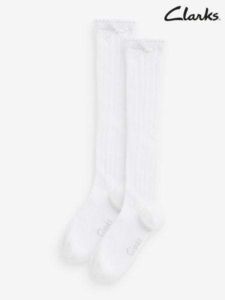 Off White - Clarks 2 Pack Girls Knee High School Socks (Q66258) | 11 € - 12 €