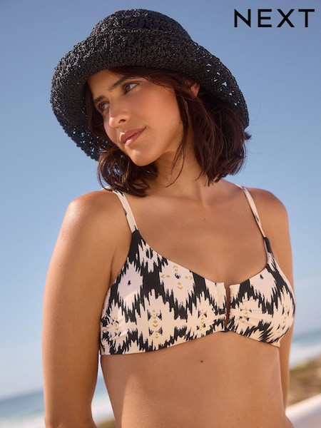 Ikat ecru/Negru folie - Rochelle Humes Trim Decupat/Trei sferturi Bikini (Q66280) | 98 LEI