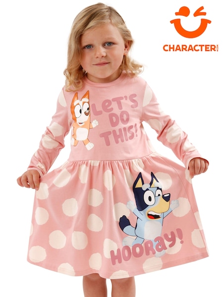 Character Pink Girls 100% Cotton Bingo Polka Dot Dress (Q66410) | €24