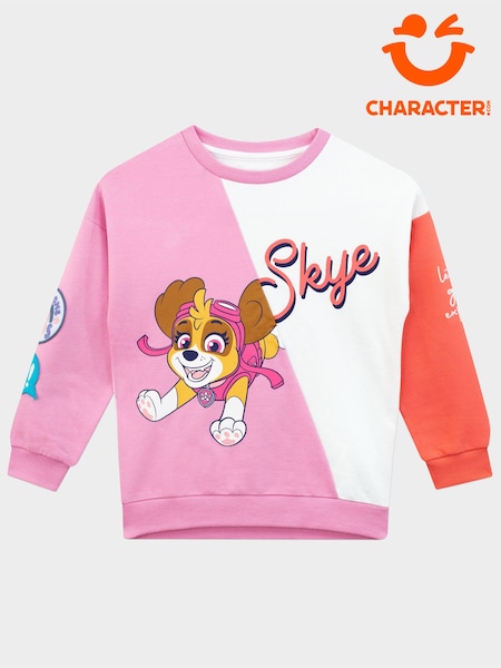 Character Pink Girls Paw Patrol Skye Colourblock 100% Cotton Sweatshirt (Q66418) | 94 QAR