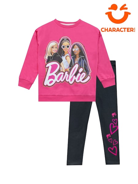 Character Pink 100% Cotton Barbie Sweatshirt and Leggings Set (Q66426) | €33