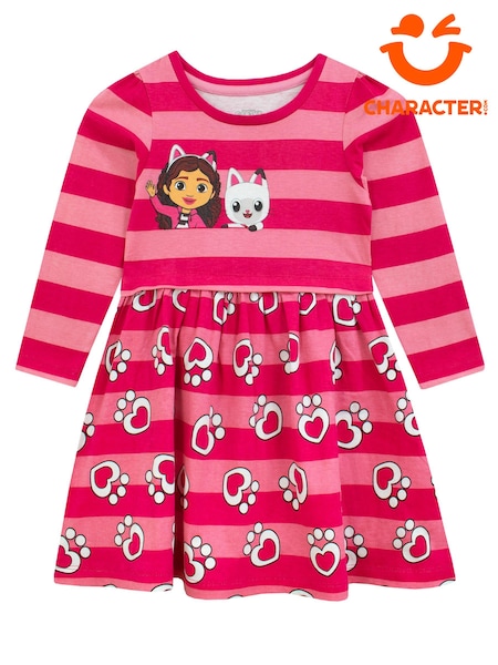 Character Pink Gabbys Dollhouse 100% Cotton Stripe Dress (Q66429) | $39