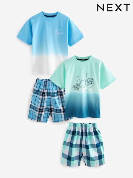 Blue Dip Dye Graphic 100% Cotton Short Woven Bottom Pyjamas 2 Pack (5-16yrs) (Q66464) | € 15 - € 20