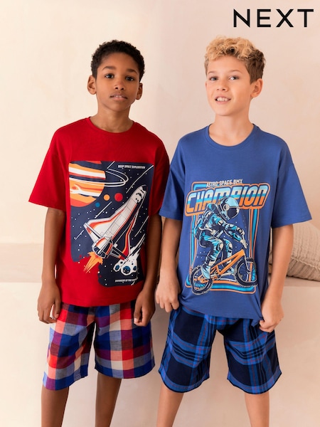 Red/Blue Space Short Woven Bottom Pyjamas 2 Pack (3-16yrs) (Q66470) | € 15 - € 20