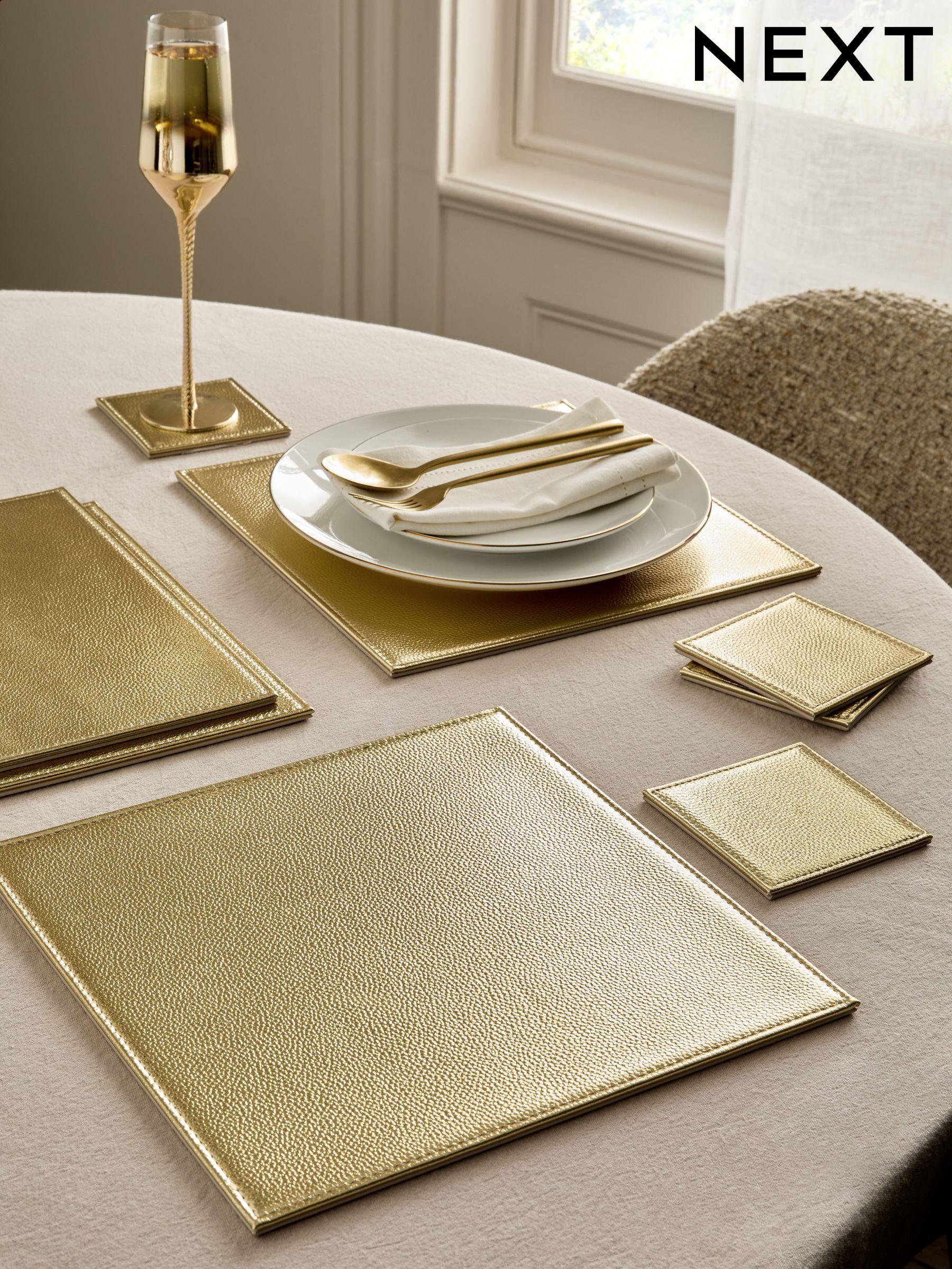 Gold table coasters discount