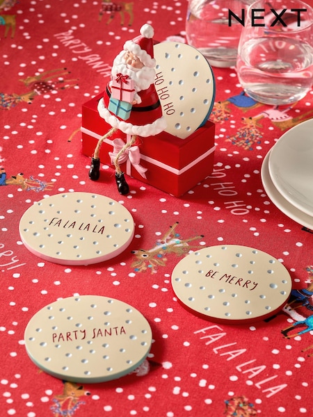 Set of 4 Red Fun Christmas Santa Coasters (Q66541) | € 21