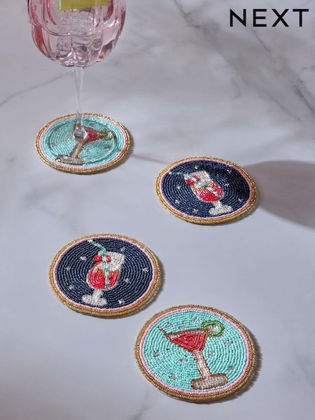Set of 4 Blue Cocktail Beaded Coasters (Q66543) | € 14