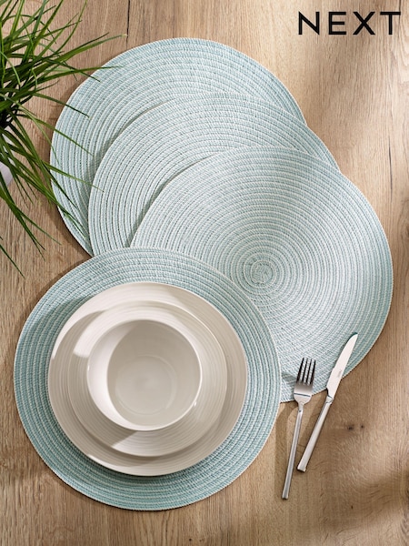 Set of 4 Mint Woven Stripe Placemats (Q66549) | 34 QAR