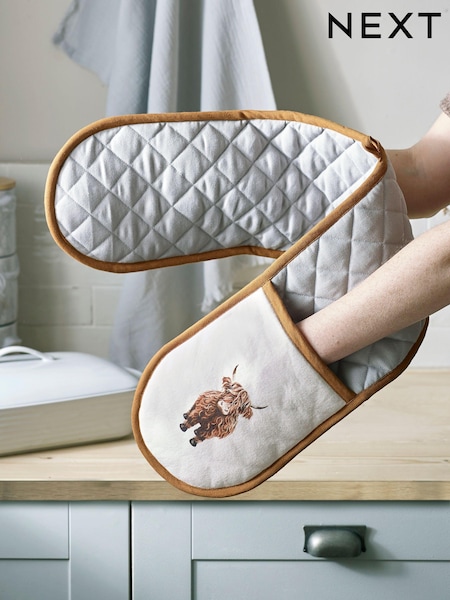 Natural Hamish the Highland Cow Oven Gloves (Q66555) | $17