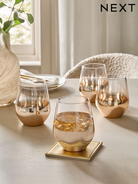 Set of 4 Gold Astrid Tumbler Glasses (Q66604) | €34
