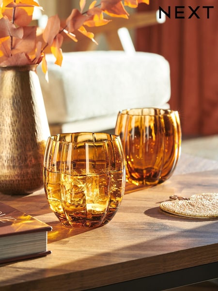 Set of 2 Ottilie Pumpkin Tumbler Glasses (Q66614) | € 9