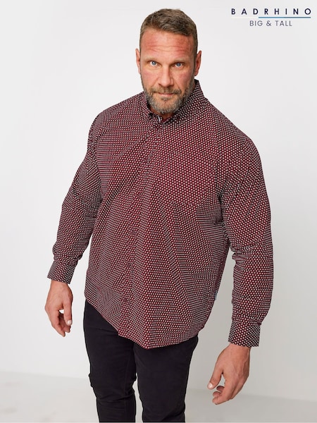 BadRhino Big & Tall Red 100% Cotton Poplin Shirt (Q66623) | 148 QAR