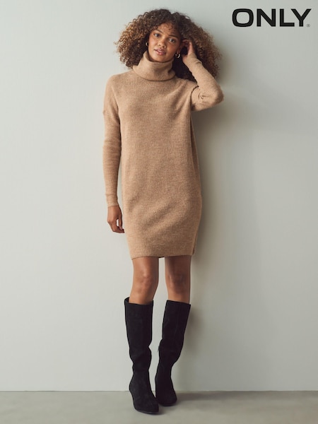 Ruskea - Only Roll Neck Knitted Jumper Dress (Q66675) | €57