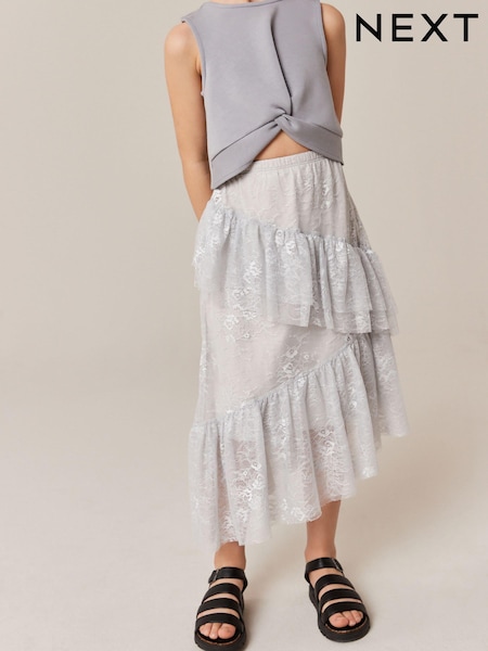 Grey Lace Maxi Skirt And Top Set (3-16yrs) (Q66720) | €10 - €11.50