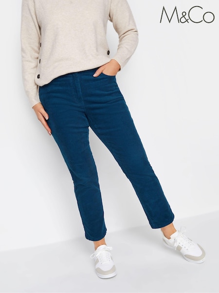 M&Co Blue Petite Straight Leg Cord Trousers (Q66787) | €23