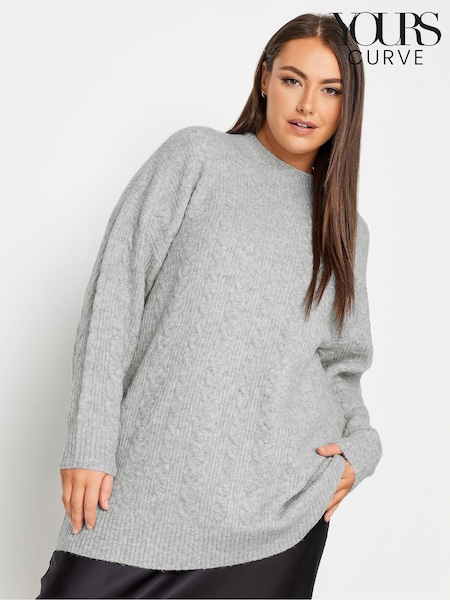 Yours Curve Grey Cable Turtle Neck Jumper (Q66827) | €17.50