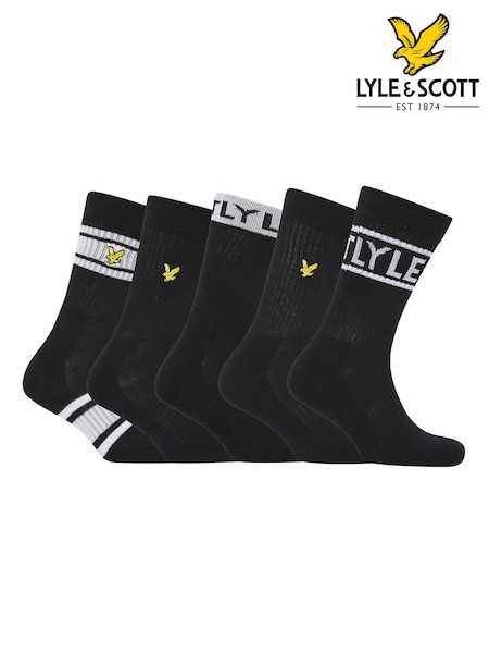 Lyle & Scott Black Montrose Sports Black Socks 5 Pack (Q66884) | €32