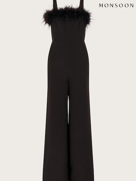 Monsoon Eva Feather Black Jumpsuit (Q66917) | €36