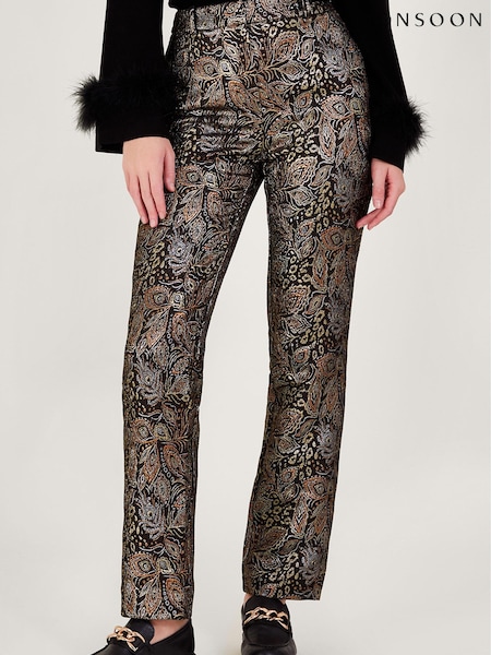 Monsoon Black Joni Jacquard Trousers (Q66934) | €18.50