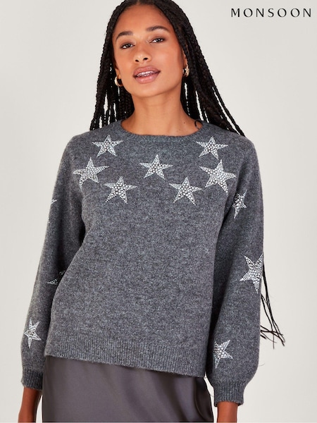 Monsoon Grey Sabrina Star Jumper (Q66939) | €37