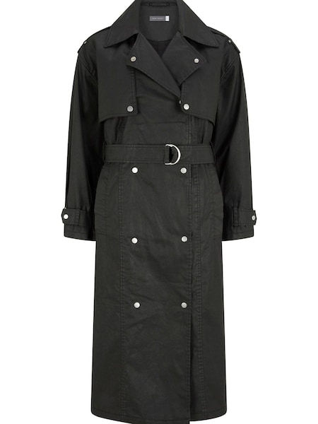Mint Velvet Black Waxed Trench Coat (Q66966) | €83