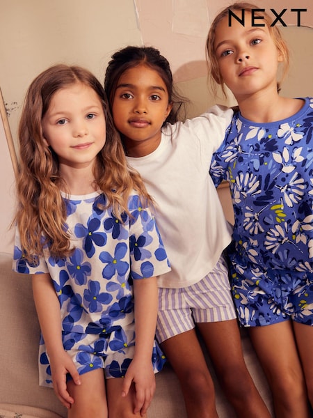 Blau geblümt, gestreift - Short 100% Cotton Pyjamas 3 Pack (9mths-16yrs) (Q66978) | 15 € - 22 €