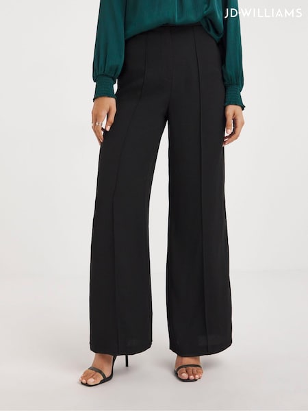 JD Williams Black Magisculpt Satin Wide Leg Trousers (Q67011) | €24