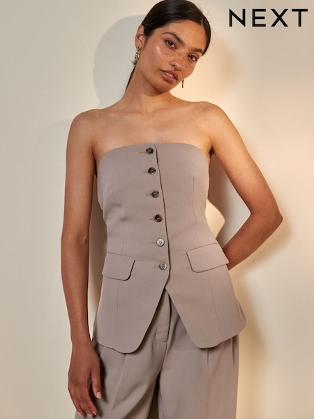 Mink Brown Button Through Bandeau Waistcoat (Q67049) | €16