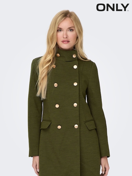 ONLY Olive Green Tailored Military Button Detail Coat (Q67068) | €57