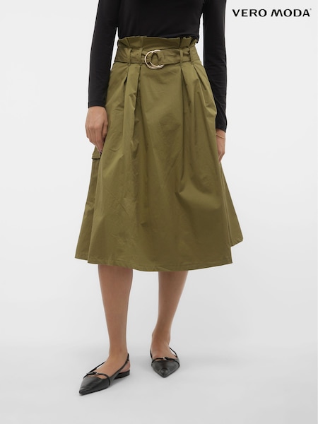 VERO MODA Belted A-Line Cargo Utility Midi Skirt (Q67077) | 21 €