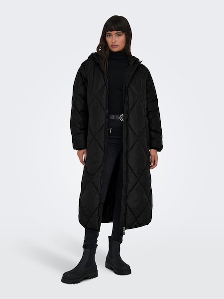 ONLY Black Diamond Quilted Longline Hooded Coat (Q67096) | €39