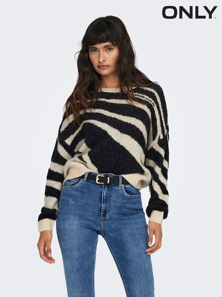 ONLY Black Jacquard Print Eyelash Knit Jumper (Q67109) | €21.50