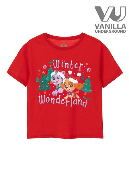 Vanilla Underground Red Paw Patrol Girls Christmas 100% Cotton T-Shirt (Q67119) | €20