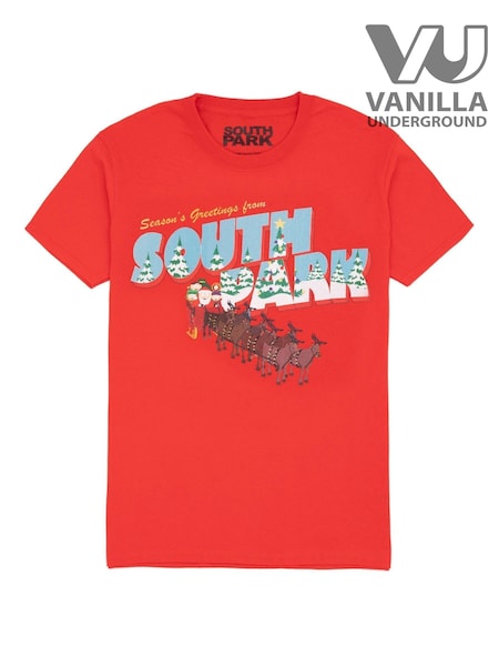 Vanilla Underground Red South Park Mens Xmas 100% Cotton T-Shirt (Q67122) | €14